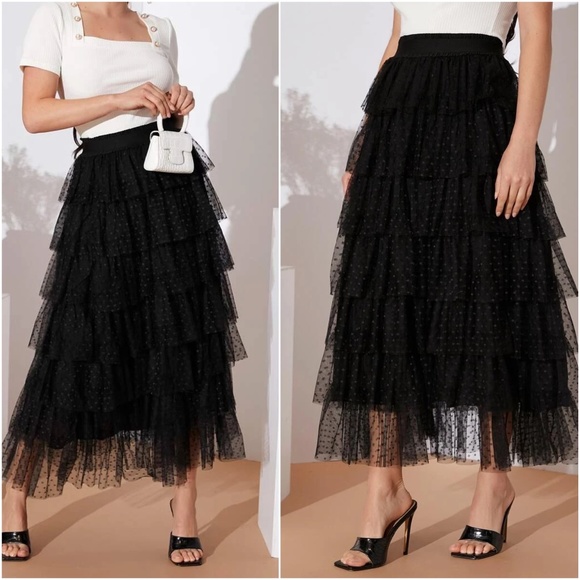 Dresses & Skirts - Polka Dot Layered Ruffle Maxi skirt